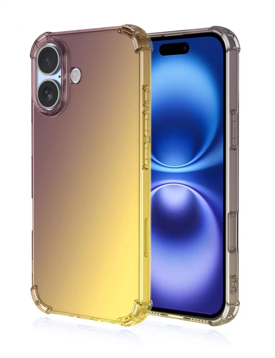 Kryt TopQ iPhone 16 Shock duhový purpurovo-žlutý 124870
