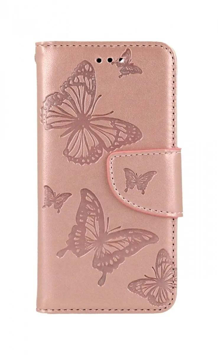 Pouzdro TopQ iPhone SE 2022 knížkové Butterfly růžové světlé 75008