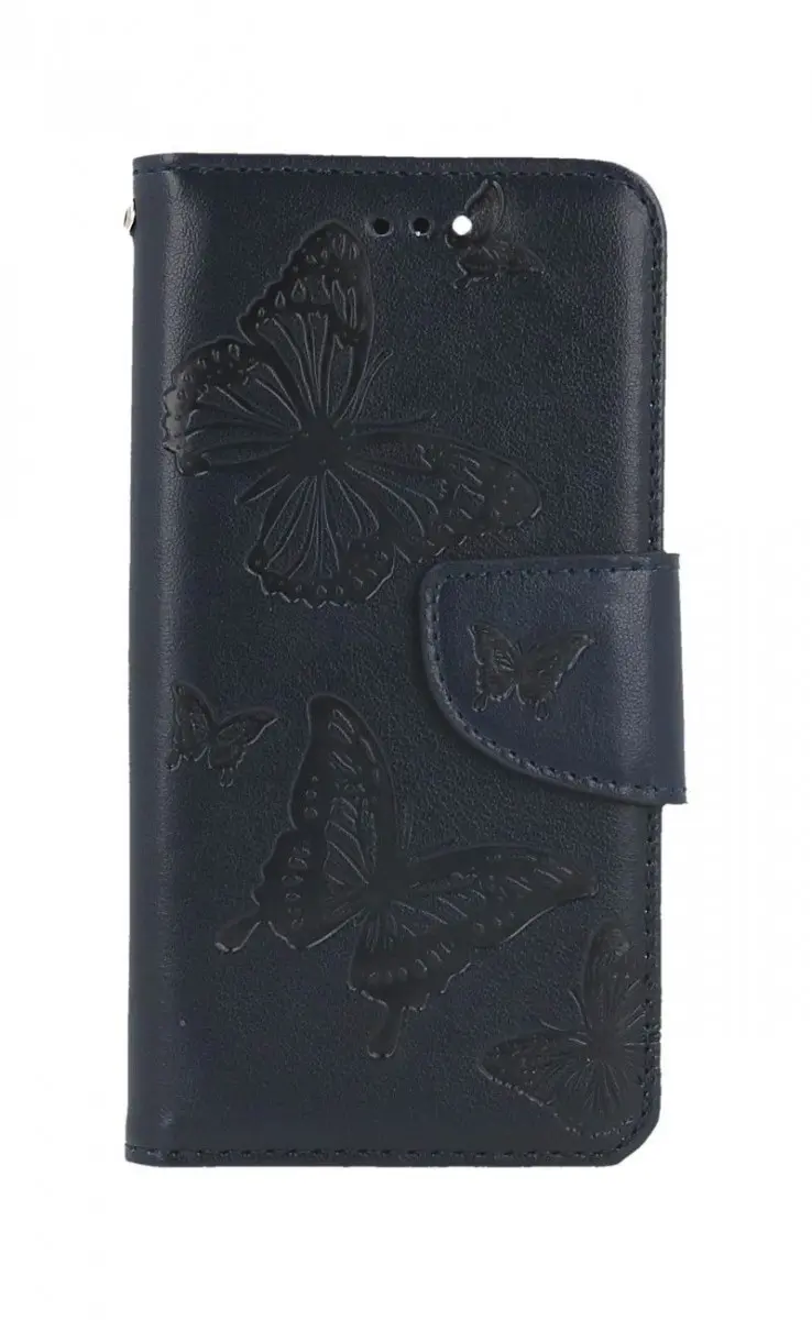 Pouzdro TopQ iPhone SE 2022 knížkové Butterfly modré tmavé 75015