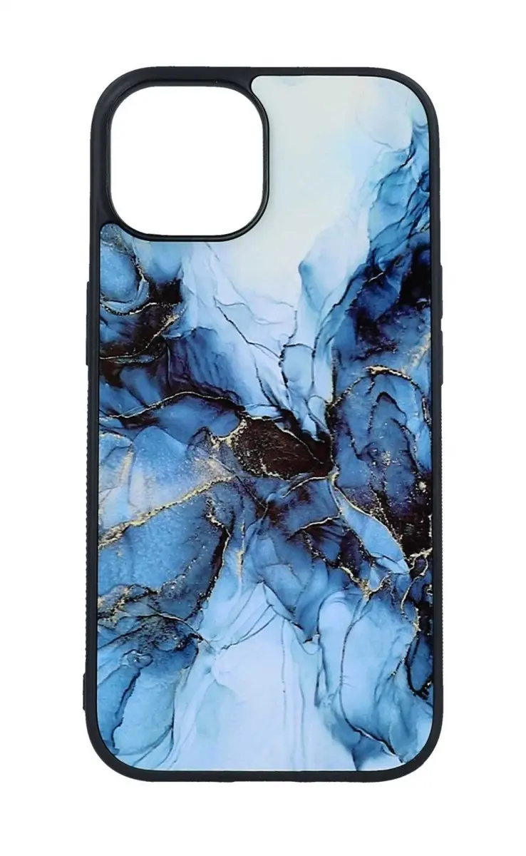 Kryt TopQ Marble iPhone 15 pevný Smoky Blue 105203