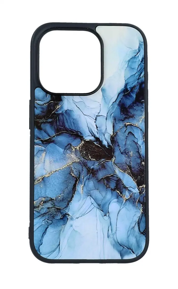 Kryt TopQ Marble iPhone 15 Pro Max pevný Smoky Blue 105209