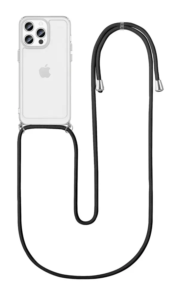 Kryt TopQ iPhone 15 Pro Max s černou šňůrkou průhledný 105213