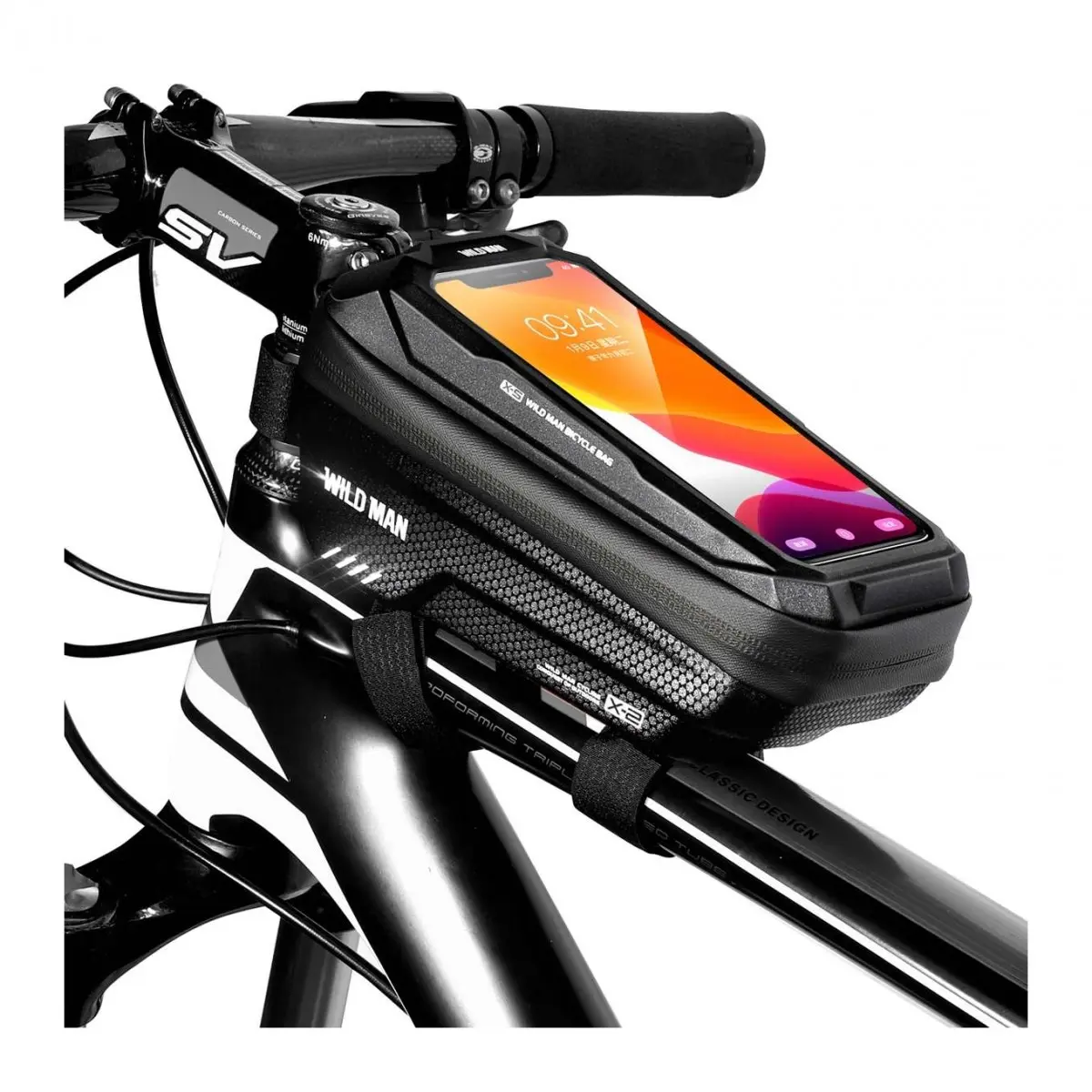 Pouzdro WildMan X2 pro mobilní telefon na rám kola černé 1L 75255