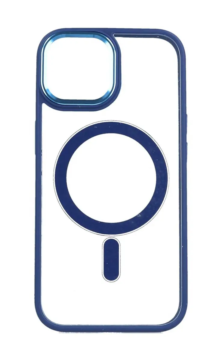 Kryt TopQ Magnetic iPhone 15 Plus pevný s modrým rámečkem 105288
