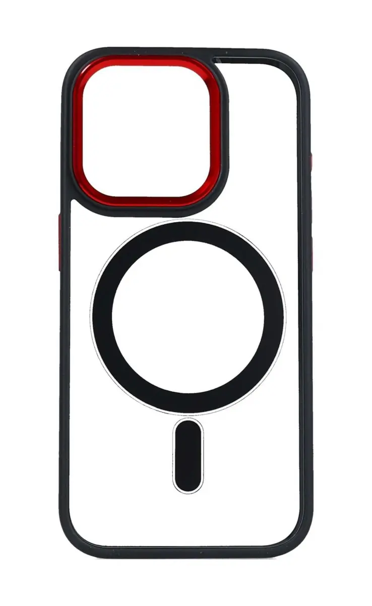 Kryt TopQ Magnetic iPhone 15 Pro pevný s černo-červeným rámečkem 105292