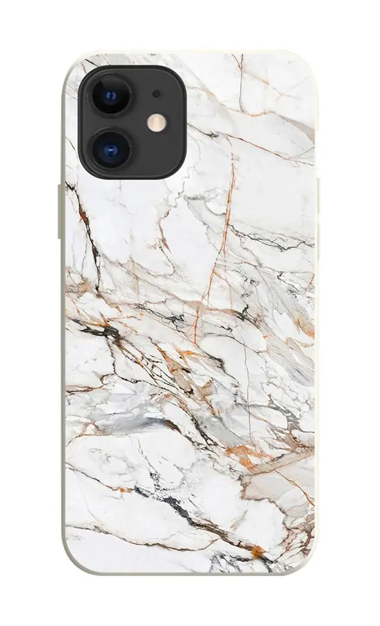 Kryt TopQ iPhone 11 Mramor bílo-oranžový 75341