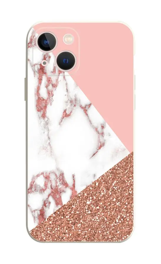 Kryt TopQ iPhone 13 Mramor růžový glitter 75347