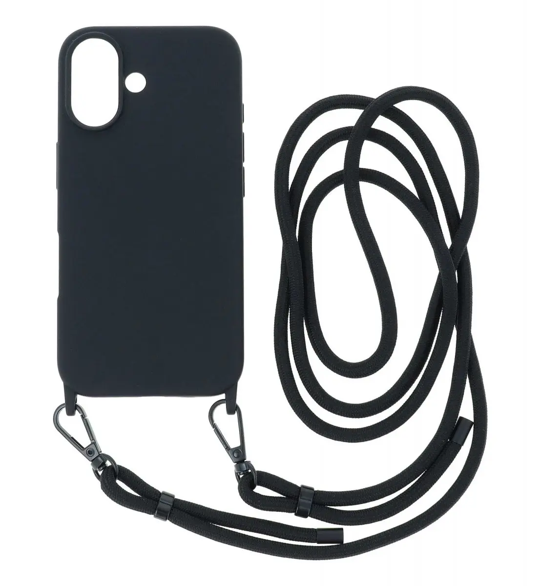 Kryt TopQ iPhone 16 černý se šňůrkou 125423