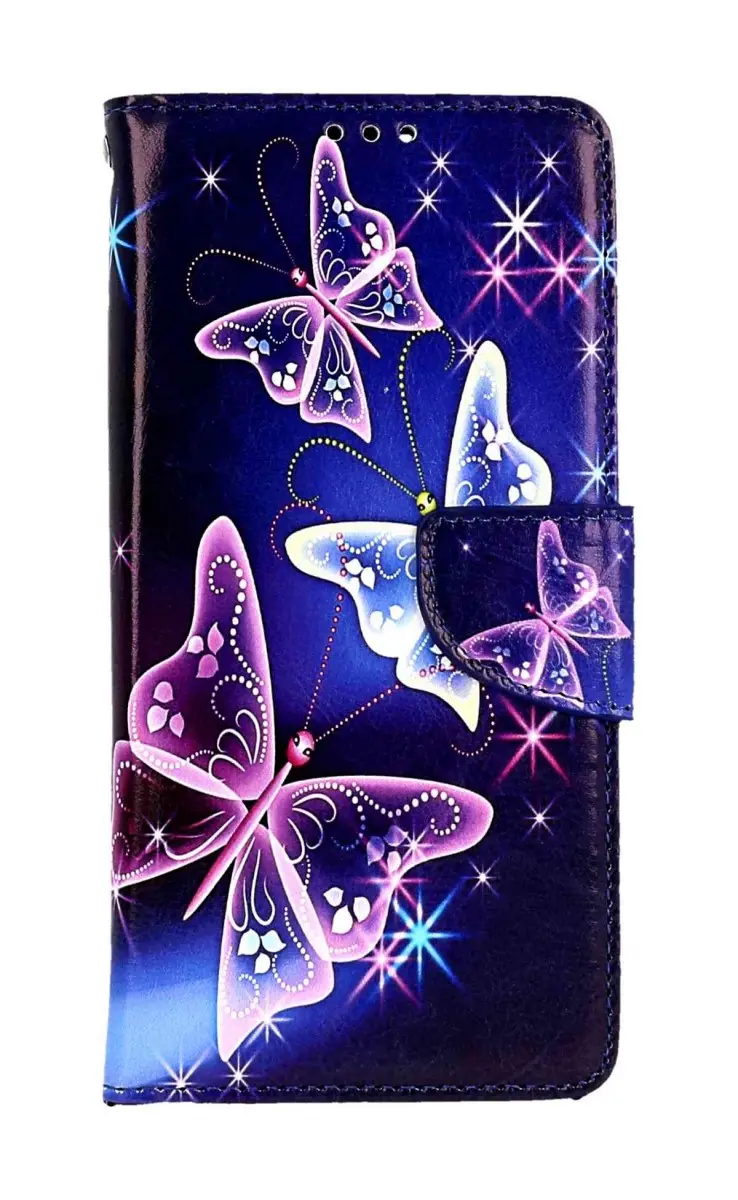 Pouzdro TopQ Xiaomi Redmi Note 12 knížkové Modré s motýlky 95613