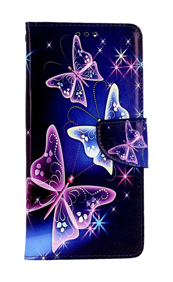 Pouzdro TopQ Xiaomi Redmi Note 12 Pro+ 5G knížkové Modré s motýlky 95710