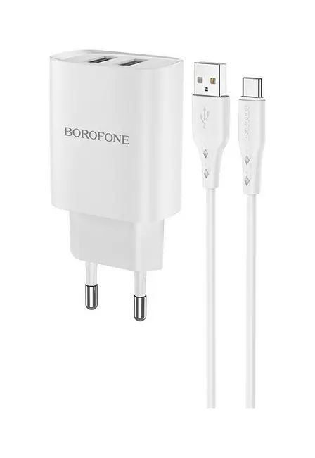 Nabíječka Borofone BN2 Smart včetně USB-C datového kabelu 2.1A bílá 75824
