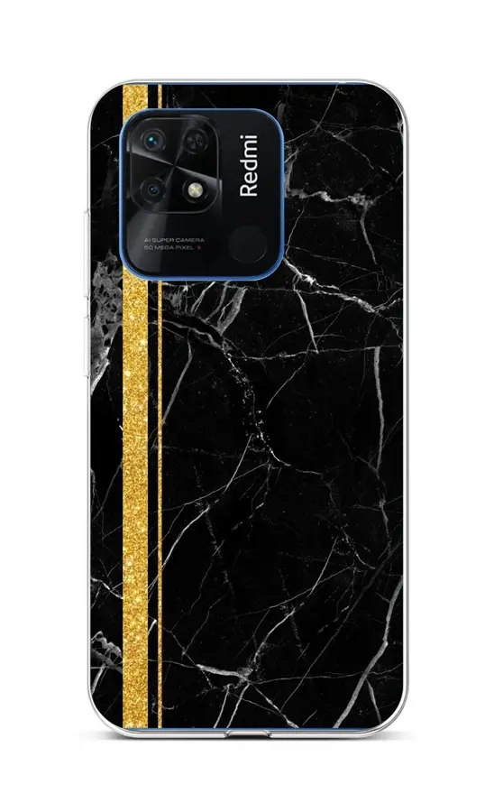 Kryt STYLE TopQ Xiaomi Redmi 10C Mramor černo-zlatý 76065