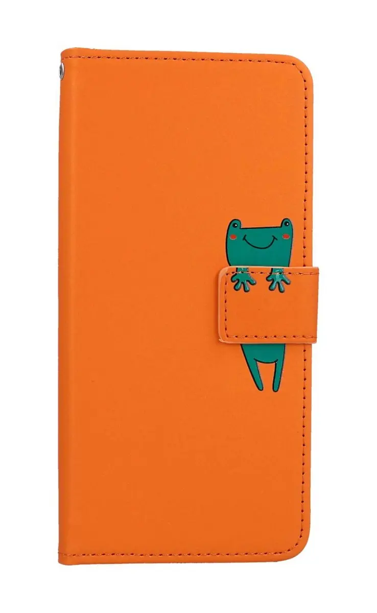 Pouzdro TopQ Xiaomi Redmi Note 12 5G knížkové oranžové s žabkou 96464