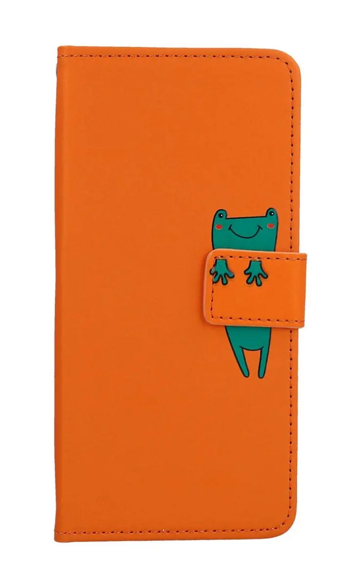 Pouzdro TopQ Xiaomi Redmi Note 12 Pro+ 5G knížkové oranžové s žabkou 96546