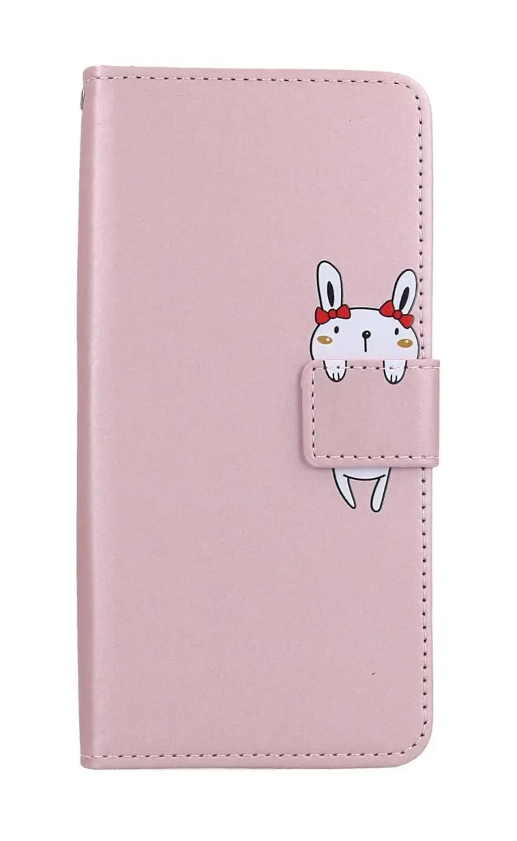 Pouzdro TopQ Xiaomi Redmi Note 12 Pro+ 5G knížkové růžové s králíčkem 96549