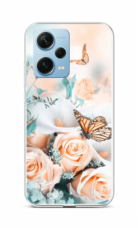 Kryt TopQ Xiaomi Redmi Note 12 Pro+ 5G Růže s motýlem 96598