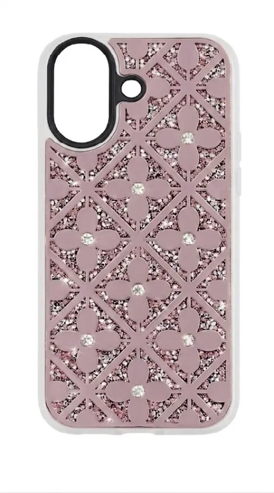Zadní kryt Flower pro iPhone 16 růžový