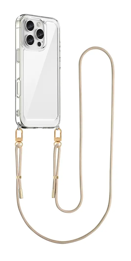 Kryt TopQ Esthetique iPhone 16 Pro s béžovou šňůrkou průhledný 129059