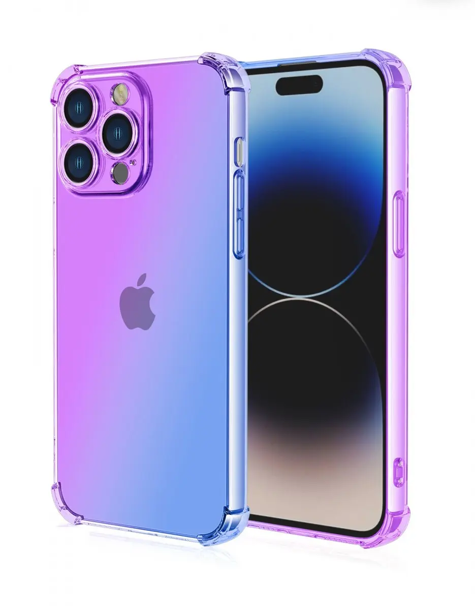 Kryt TopQ iPhone 15 Pro Max Shock duhový fialovo-modrý 99706