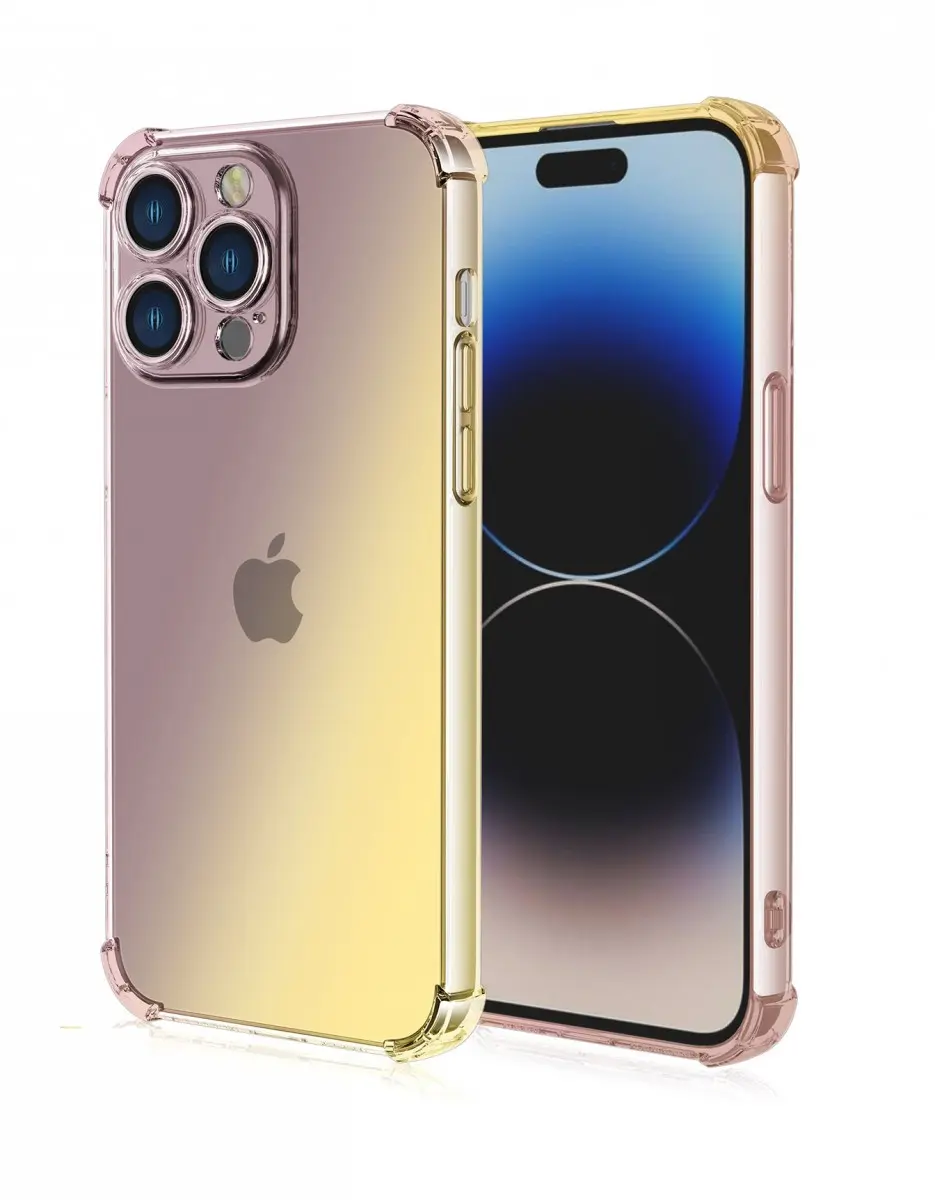 Kryt TopQ iPhone 15 Pro Max Shock duhový purpurovo-žlutý 99708