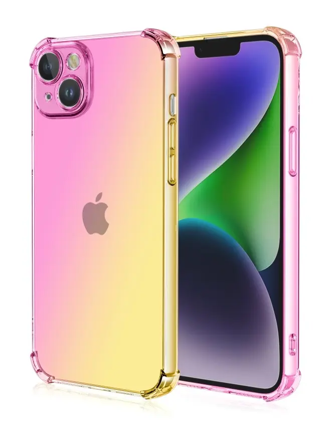 Kryt TopQ iPhone 13 Shock duhový růžovo-žlutý 109768