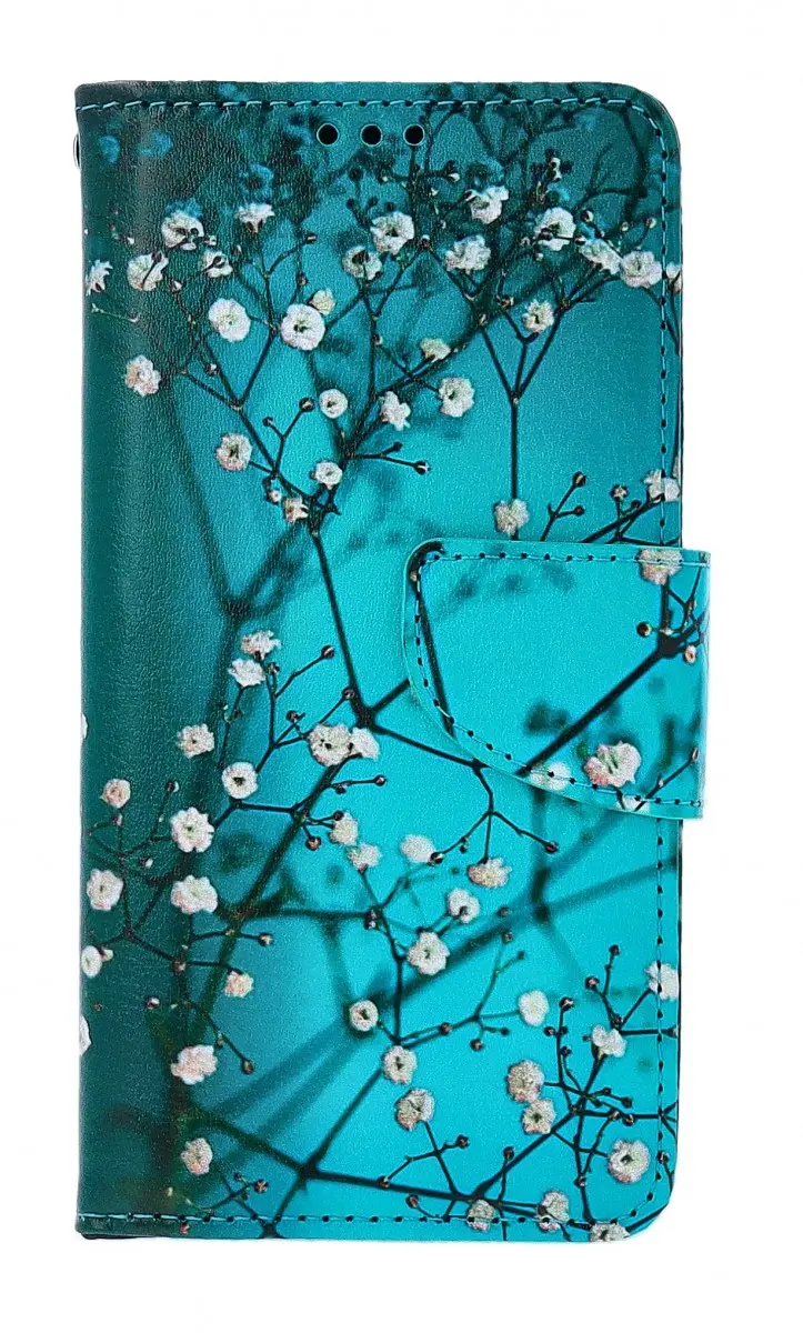 Pouzdro TopQ iPhone 11 knížkové Modré s květy 49777