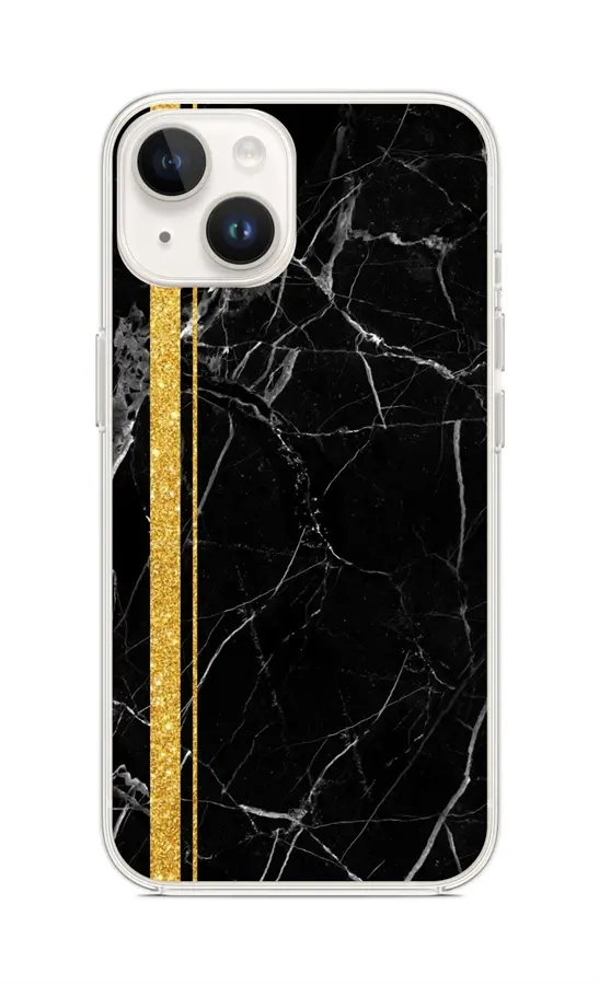 Kryt STYLE TopQ iPhone 15 Mramor černo-zlatý 99821