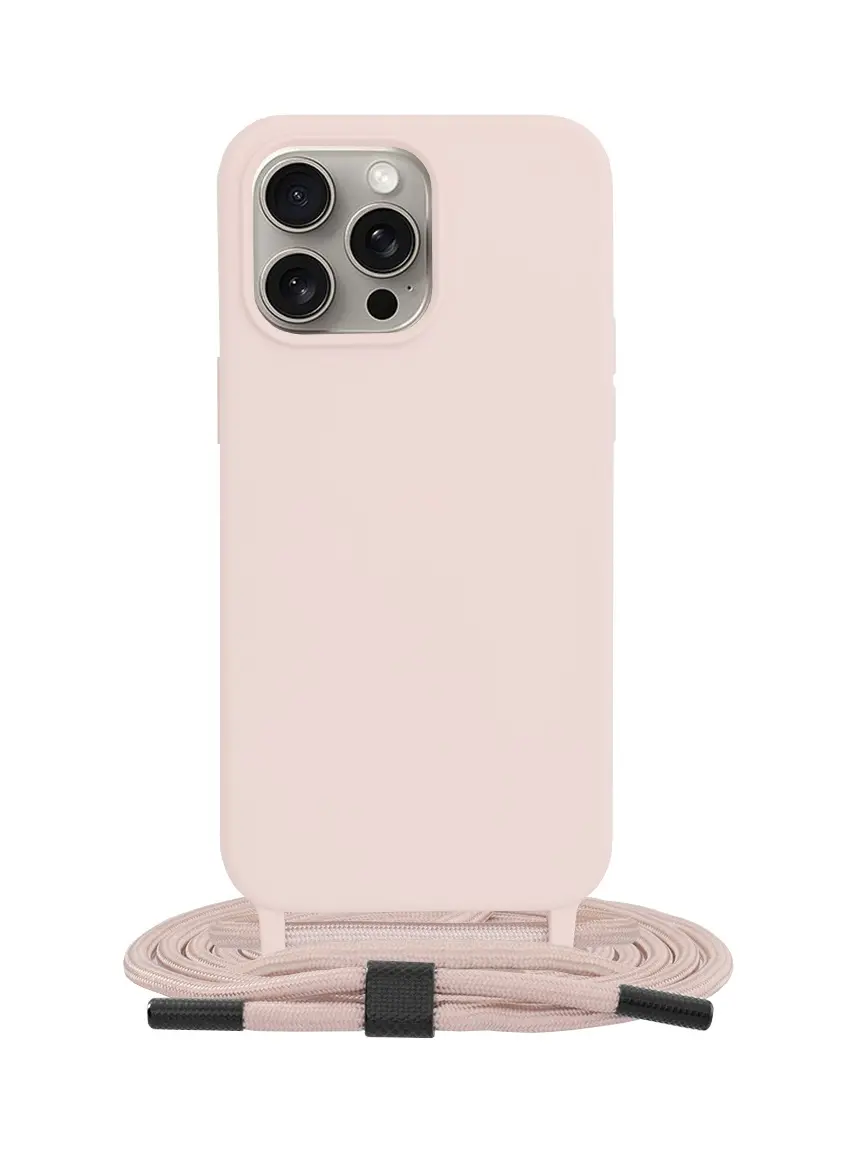 Kryt Techsuit iPhone 15 Pro Max pudrový se šňůrkou 109823