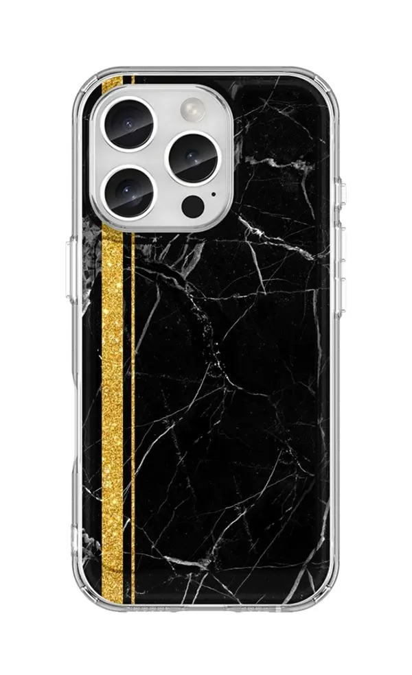 Kryt STYLE TopQ iPhone 16 Pro pevný Mramor černo-zlatý 129880