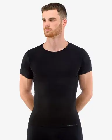 Pánské bezešvé tričko s krátkým rukávem GINO 58006P černá L/XL