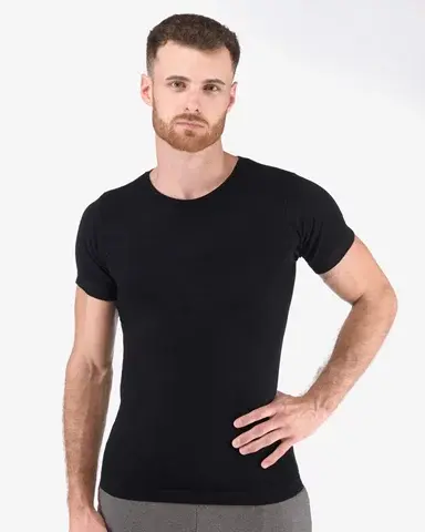 Pánské bezešvé tričko s krátkým rukávem GINO 58003P černá XL/XXL
