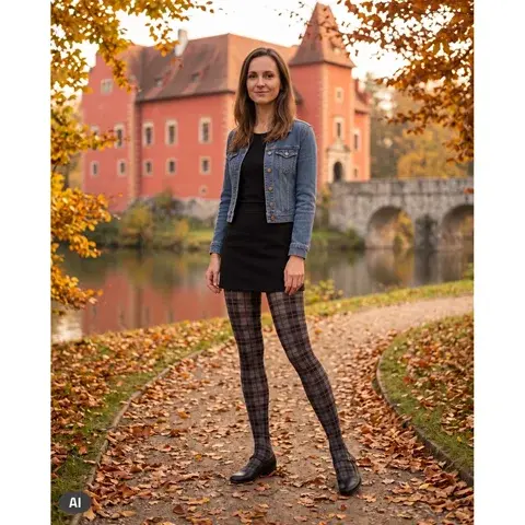 Dámské vzorované punčochové kalhoty Sara 20/40 kostka kostka