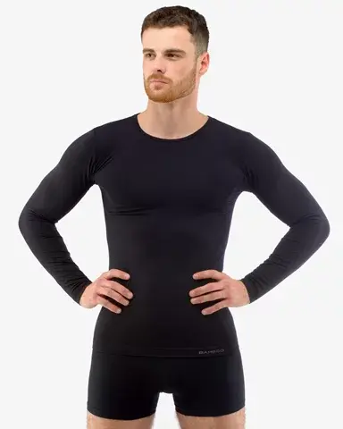 Pánské bezešvé tričko s dlouhým rukávem GINO 58007P černá S/M