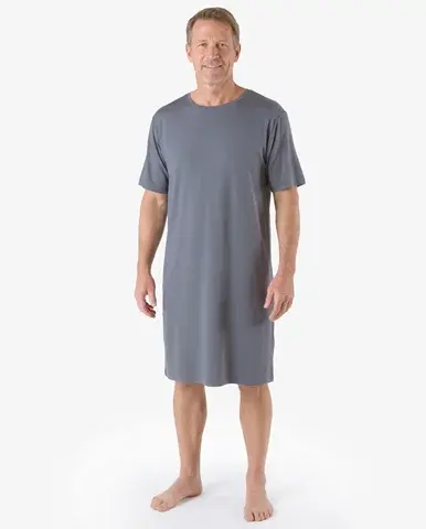 Pánská noční košile s krátkým rukávem GINO 79206P tm. šedá