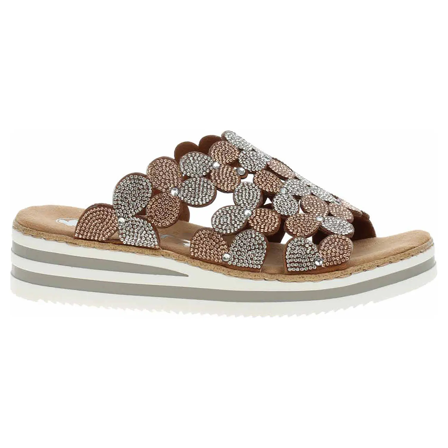 Dámské pantofle Rieker V02R8-90 metallic 37
