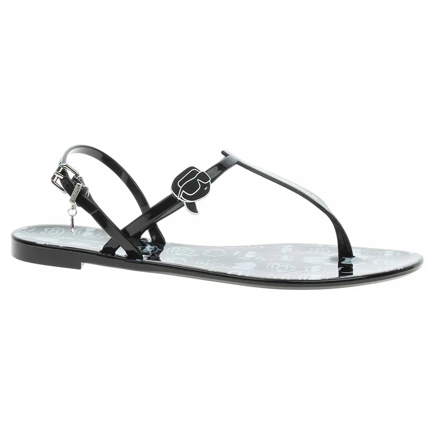 Karl Lagerfeld dámské plážové KL80002G V01 black rubber w-white 38