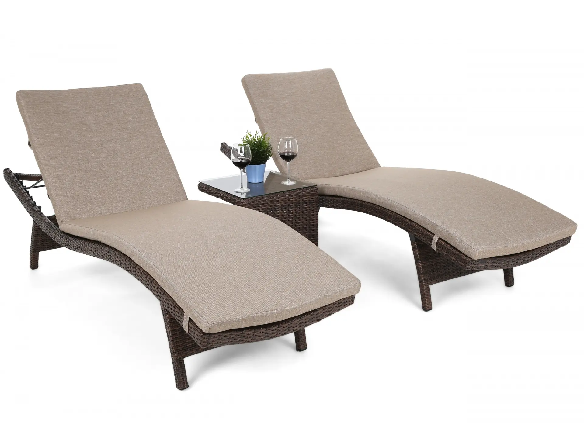 Home&Garden Sestava lehátek Marbella Brown Mat / Brown Melange + stolek