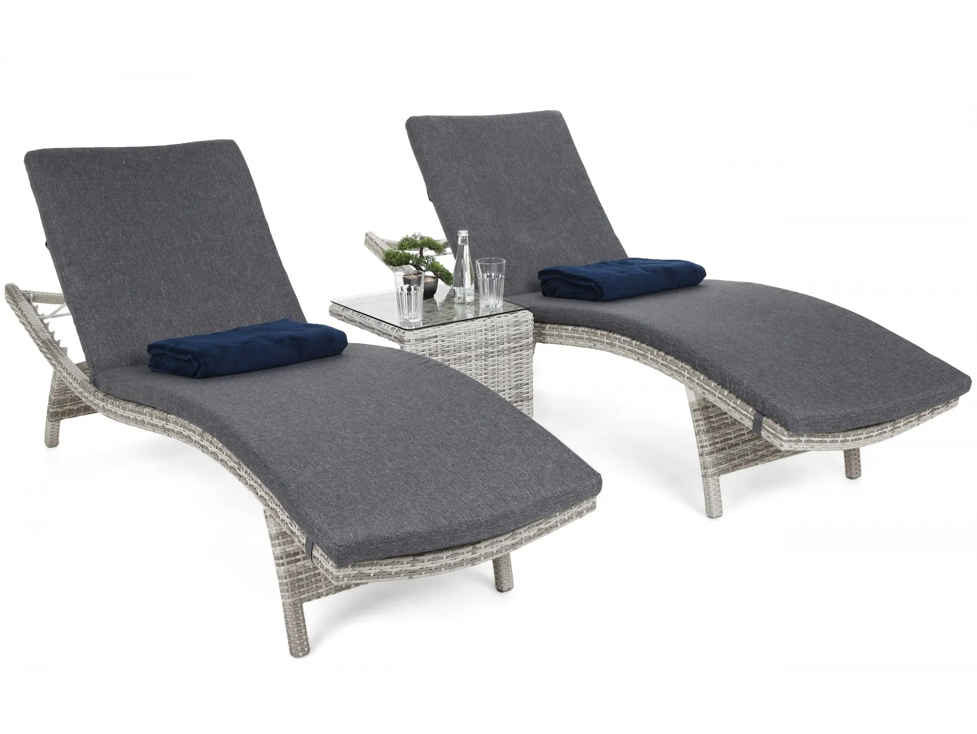 Home&Garden Sestava lehátek Marbella Light Grey / Grey Melange + stolek