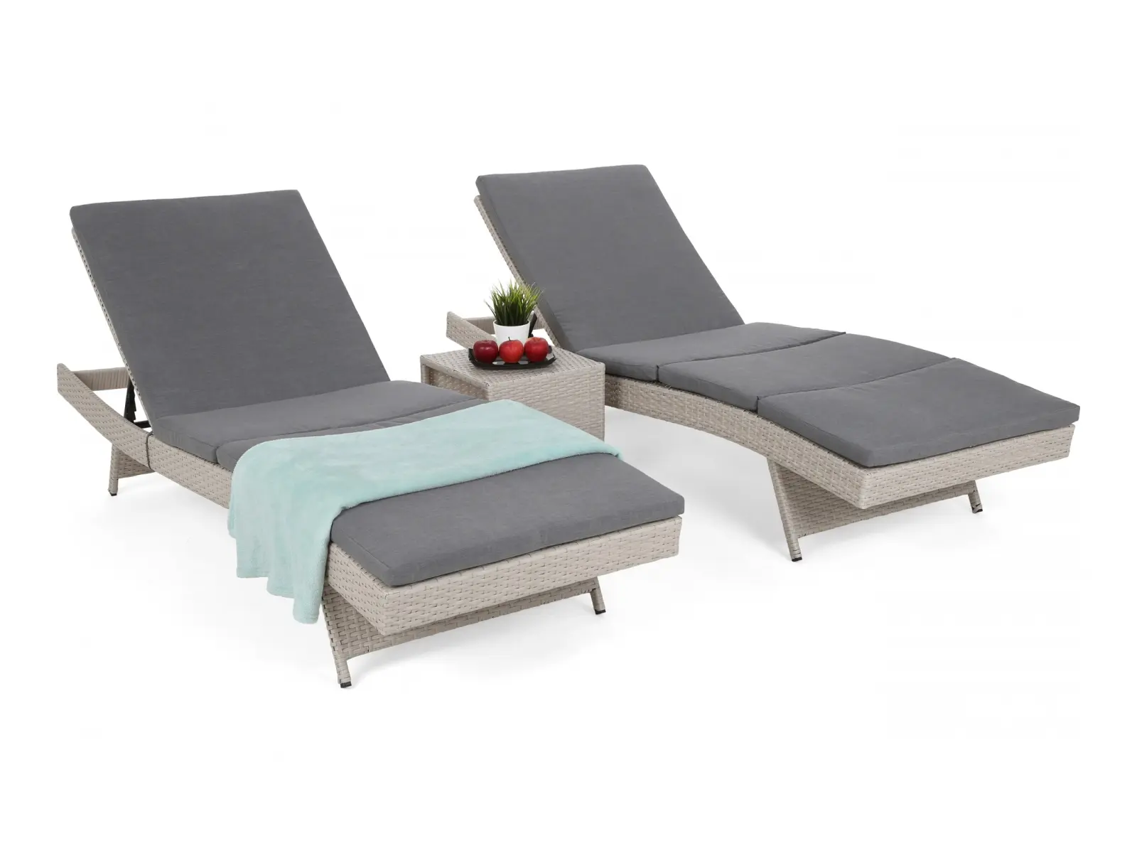 Home&Garden Sestava lehátek Bora Bora White / Grey + stolek