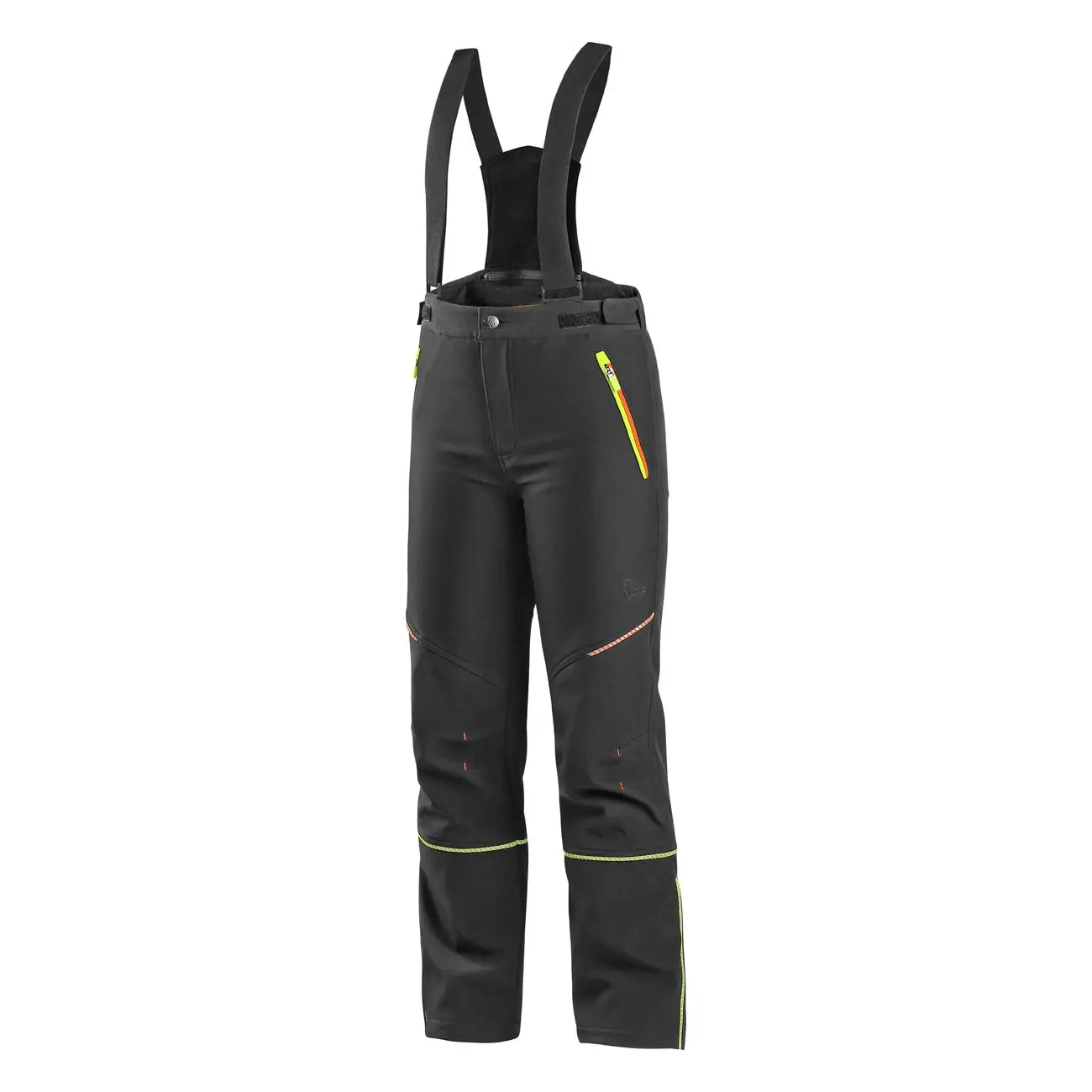 Kalhoty TRENTON, zimní softshell, dětské, černé s HV žluto/oranžové doplňky vel.120