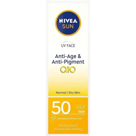 Nivea Sun OF 50 Q10 UV & Face pleťový krém na opalování proti vráskám, 50 ml