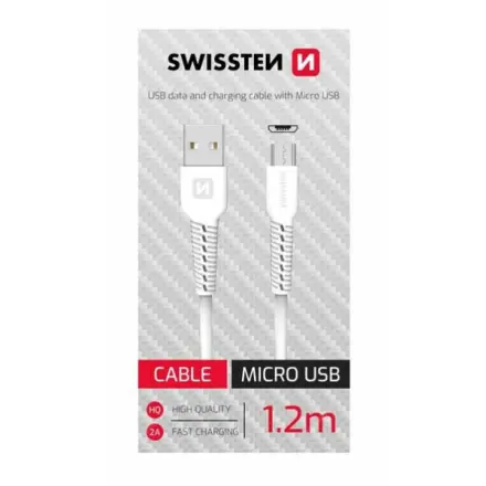 Swissten Datový kabel USB/Micro USB bílý 1,2 m