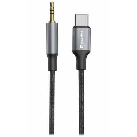 Audio Adaptér Swissten Textile Usb-C (Samec) / 3,5 Mm Jack (Samec) 1,5M Černý (Nahrazuje 73501303), 73502309