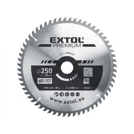 Extol Premium kotouč pilový s SK plátky, O 250x3,0x30mm, 60T 8803242