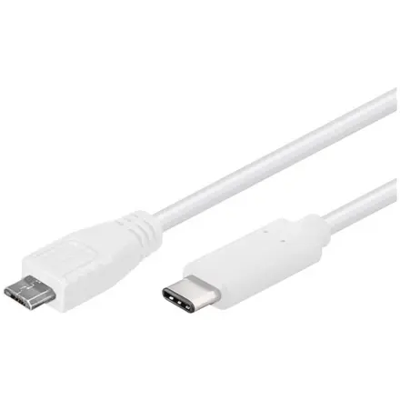PremiumCord USB-C/male - USB 2.0 Micro-B/Male, bílý, 0,6m