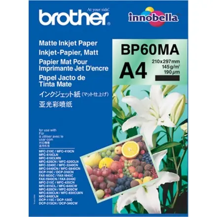 Brother Matte Inkjet Paper, BP60MA, foto papír, matný, bílý, A4, 145 g/m2, 25 ks, inkoustový