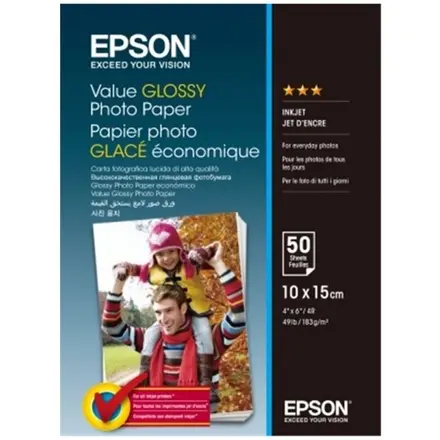 Epson Value Glossy Photo Paper, C13S400038, foto papír, lesklý, bílý, 10x15cm, 183 g/m2, 50 ks, inkoustový