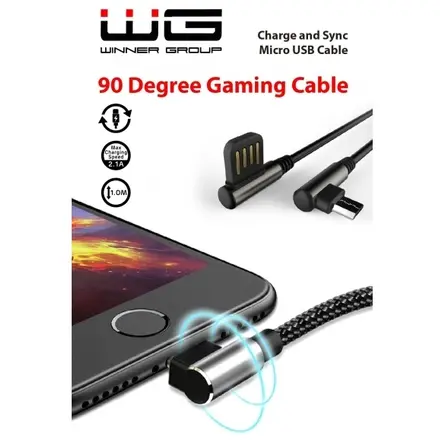 Winner Datový kabel 90 stupňů zahnutý s Micro USB/1m/black, 6919