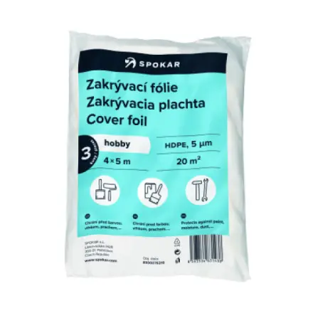 Spokar Zakrývací fólie (3ks/sac) 4x5m HDPE 5my