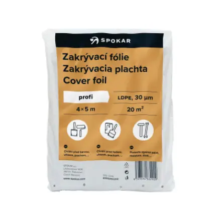 Spokar zakrývací folie na malování, 30 µ, 20 m², 4 × 5 m, 569865